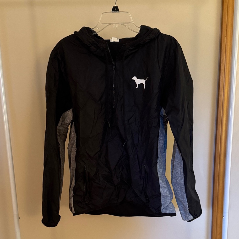 Victoria's Secret PINK Black Quarter Zip Rain Jacket